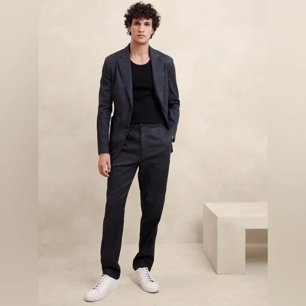 NWT! Banana Republic Dark Navy Traveler Linen-Cotton Blazer - Size 36 🧤